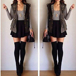 Conjuntos hipster con estilo para chicas adolescentes en 2022 | Tendencia de botas altas hasta el muslo negras: Lindos Atuendos Tumblr  