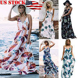 Vestido de verano para mujer, estilo bohemio, informal, largo, para fiesta de noche, cóctel, playa, vestido de tirantes: Trajes de fiesta de talla grande,  Casual largo maxi  