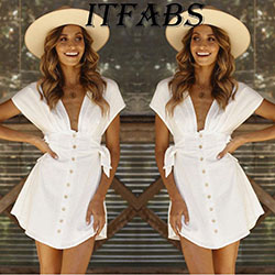 Sexy mujer BOHO corto Mini noche cóctel fiesta verano playa vestido Sundress: Mini vestido de cóctel  
