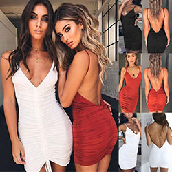 EE. UU. Mujeres Sexy con cuello en V Vendaje Bodycon Vestido delgado Cóctel Clubwear Fiesta de noche: Vestido amoldeado al cuerpo  