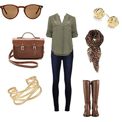 Ideas de atuendos de invierno ¡Marrón, verde y dorado!: 