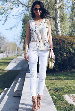 Bonitas ideas de atuendos de jeans blancos para el verano: Ideas de atuendos,  Atuendo De Vaqueros  