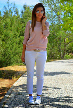 Idea de atuendo de jeans blancos para la primavera: Ideas de atuendos,  Atuendo De Vaqueros  
