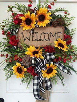 Coronas de girasol, corona de girasol, tela de arpillera: día de Navidad,  Ramo de flores,  Diseño floral,  tela de arpillera  