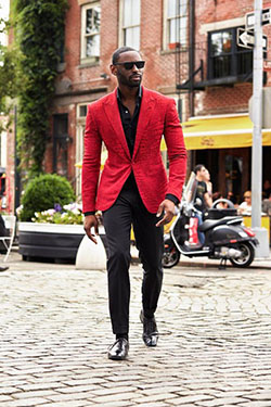 pantalones negros negros. blazer rojo pantalones negros: Chaqueta de sport  