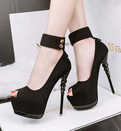 Tacones altos peep toe. Tobillo Band Wrap Peep Toe Plataforma Stiletto Tacones altos: Zapato de tacón alto,  Zapato de salón,  Tacón de aguja,  Ideas de tacón alto,  Las mejores ideas de tacones de aguja,  Zapato de punta abierta,  Zapato plataforma  
