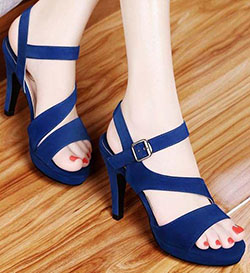 Pantuflas Pom Pom Navy. Sandalias Mujer Elegantes Tacones Altos Correa Encaje |: Zapato de tacón alto,  azul marino,  Ideas de tacón alto,  Las mejores ideas de tacones de aguja  