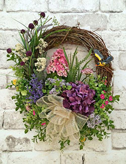 Coronas de primavera para puerta de entrada: día de Navidad,  Decoración navideña,  Ramo de flores,  Diseño floral,  Coronas De Primavera  