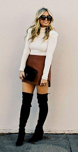 Outfits casual Bota hasta la rodilla, Bota por encima de la rodilla: 