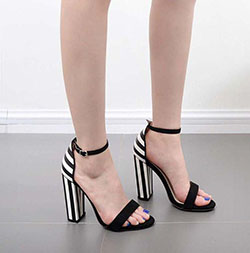Zapatos para Damas. Zapatos de rayas de cebra concisos a la moda para mujer Sandalias de tacón alto con hebilla para mujer: Zapato de tacón alto,  Zapato de salón,  Tacón de aguja,  Ideas de tacón alto,  Las mejores ideas de tacones de aguja,  Zapato de punta abierta,  Zapatos  