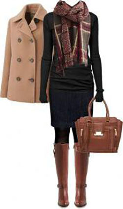#otoño #outfits / Bufanda a cuadros + Abrigo: 