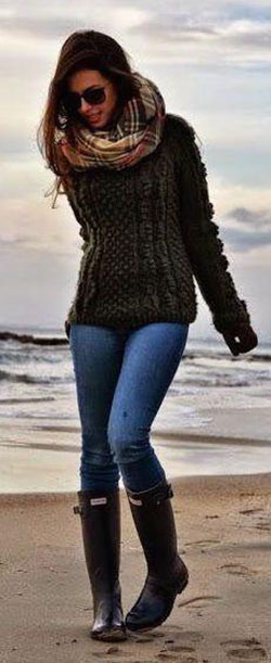 #outfits #otoño / punto grueso + bufanda tartán: 