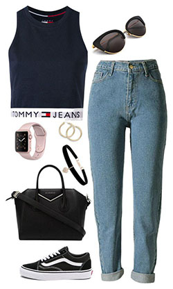 Cintura alta holgada, pantalones vaqueros Mom de otoño, pantalones ceñidos: Vaqueros anchos,  PANTALONES DE MEZCLILLA,  Ideas de atuendos con jeans,  Atuendos De Otoño,  Trajes Polyvore  