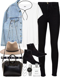 Casual Polyvore Outfit Jean Chaqueta y polainas: Trajes de Polyvore 2019  