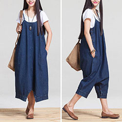 Overol de mezclilla para mujer Vestido de mono de gran tamaño suelto informal Harem Romper Jeans: mono  