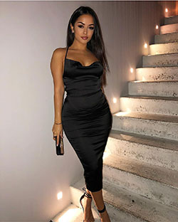 Vestido negro de raso con cuello vuelto: trajes de fiesta,  Vestido amoldeado al cuerpo,  Vestido de vendajes,  Vestido lencero,  Negz Negar  