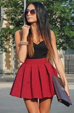 Combinar falda skater roja: camisas,  Falda de patinadora,  Trajes De Falda  