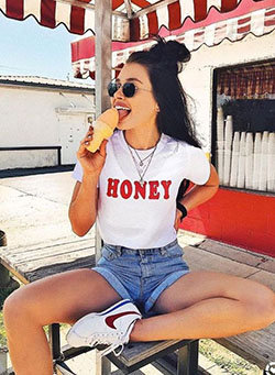 Traje de primavera super lindo para adolescente: Conjunto de pantalones cortos,  lindas fotos de adolescentes  