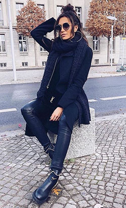 ideas de trajes negros de invierno: 
