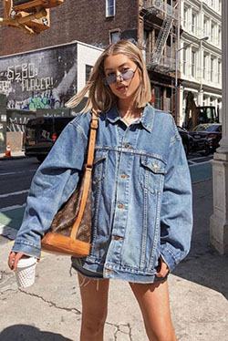 Conjunto de chaqueta de mezclilla oversize: chaqueta de jean,  Ideas de ropa de calle  