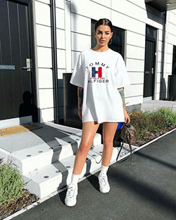 Traje de camisa grande de gran tamaño para niñas.: Camiseta de manga larga,  Traje de camiseta  