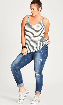 Lindo atuendo de jeans de talla grande para adolescentes: traje de talla grande,  Falda de mezclilla,  Pantalones ajustados  