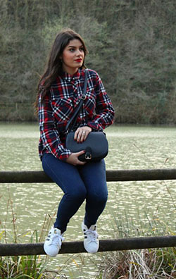 Outfits para adolescentes con curvas: traje de talla grande,  Camisa a cuadros  