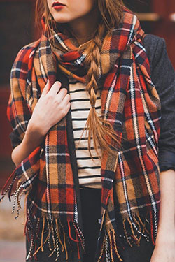 Pañuelos rojos y naranjas de otoño: trajes de invierno,  cuadros completos,  Trajes De Bufandas  