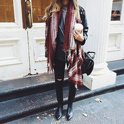Los atuendos de otoño boho más admirados de Tennagers, Ropa casual: moda grunge,  Accesorio de moda,  Trajes De Bufandas  