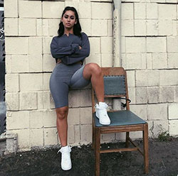Linda tendencia de pantalones cortos de bicicleta para mujeres: Conjunto de pantalones cortos,  Hasta la rodilla,  pantalones cortos de ciclismo,  pantalones cortos de yoga  