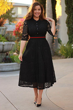 Vestidos modestos para gorditas, Stripe Skirt: Trajes De Vestido Negro  