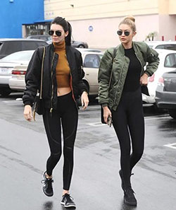 Descubre las últimas ideas para kendall jenner ma 1, Kendall Jenner: Kendall Jenner,  gigi hadid,  Los Angeles,  chaqueta de vuelo,  Atuendos De Yoga  