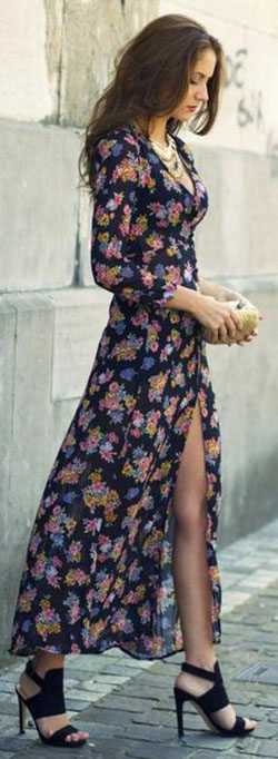 Complementa un maxi vestido floral: top corto,  Diseño floral,  vestido largo,  Accesorio de moda,  Zapatos de vestir maxi,  Trajes Florales  