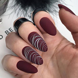 Uñas acrílicas mate burdeos, Esmalte de uñas: Esmalte de uñas,  Arte de uñas,  Uñas de gel,  Uñas postizas  
