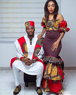 Ideas de moda de pareja africana, estampados de cera africana, vestido negro pequeño: vestidos africanos,  camarones asos,  Trajes de pareja a juego  