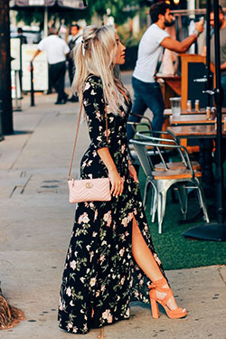 Traje de verano vestido floral negro: vestido largo,  Vestido Bohemio,  vestidos florales,  Trajes Florales  