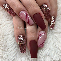 Coffin fall nail designs, Nail art: Esmalte de uñas,  Arte de uñas,  Uñas de gel,  Uñas postizas  