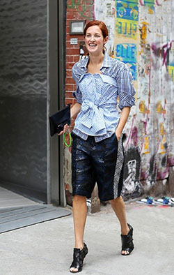 Bermudas vaqueras street style: camisas,  Bermudas,  Pantalones cortos negros,  Estilo callejero,  Conjunto de pantalones cortos  