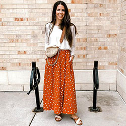 Tops To Wear With Maxi Skirts, Polka dot: Skirt Outfits,  Polka dot  