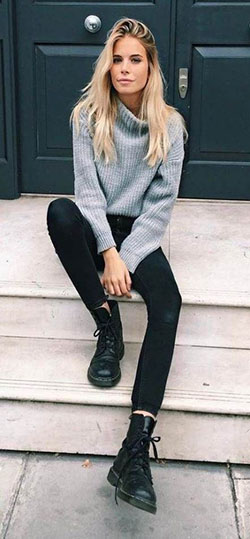 Ideas de atuendos de doc martens, Dr. Martens: trajes de invierno,  Bota de combate,  Atuendos Con Botas  