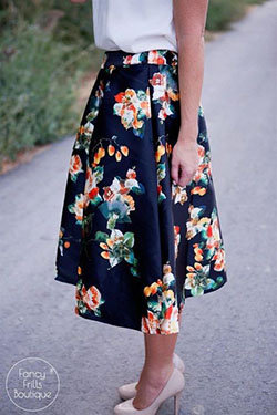 Outfit Con Falda De Flores Falda Lápiz: falda de flores,  Traje De Falda Midi  