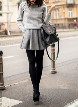 Fantásticas ideas para el mejor conjunto de falda de suéter, ropa de invierno: trajes de invierno,  Falda de patinadora,  Trajes De Falda  