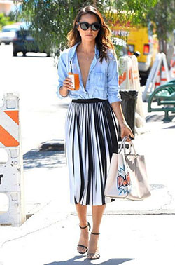 Jamie Chung camisas desabrochadas: Zapato de tacón alto,  Trajes De Falda,  Falda plisada  
