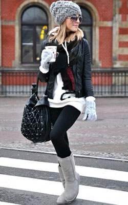 Lindos atuendos para clima frío, ropa de invierno: trajes de invierno,  Atuendos Informales,  Atuendos Con Botas Ugg  