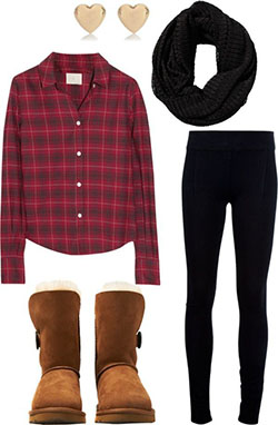 Lindos atuendos de invierno polyvore, Ropa casual: trajes de invierno,  Bota de nieve,  Atuendos Informales,  Atuendos Con Botas Ugg  