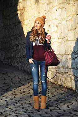 Traje casual de invierno para damas.: trajes de invierno,  Atuendos Informales,  Atuendos Con Botas Ugg  