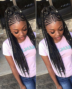 Weave braided hairstyles for black girls: Long hair,  Box braids,  Braids Hairstyles,  Regular haircut,  Black hair  