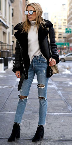 Ravishing tips for shearling jacket, Leather jacket: Casual Outfits,  Shearling coat,  Flight jacket  