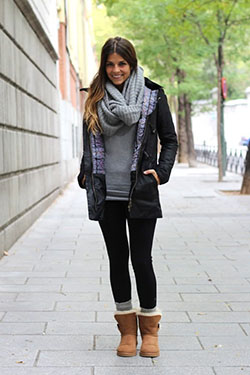 Imágenes de tendencia de jeans e ugg, botas Ugg: trajes de invierno,  botas ugg,  Bota de nieve,  Atuendos Informales,  Atuendos Con Botas Ugg  