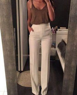 Pantalón de vestir blanco talle alto: Vestido de novia,  Informal de negocios,  ropa informal,  Atuendos Informales,  Traje de brunch  